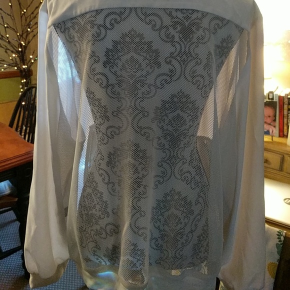 Cream colored sports meets couture zip up jacket. - Picture 4 of 4